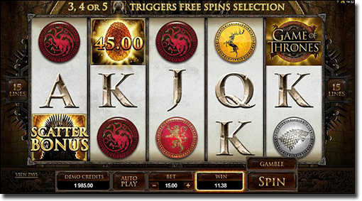 Play Game of Thrones video slots online now