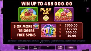 Fruit vs Candy online slots symbols