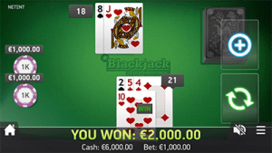 Mobile real money blackjack games by NetEnt